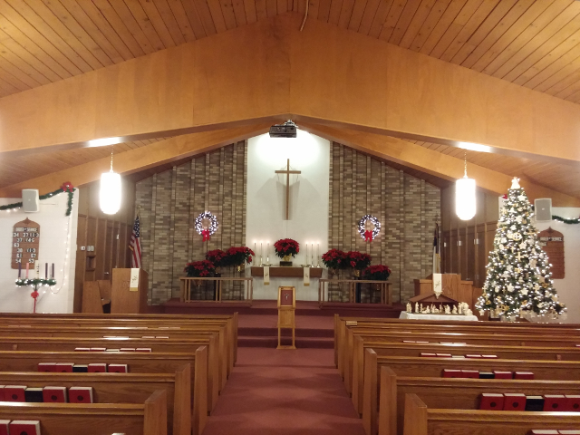 Sanctuary decorated for Christmas