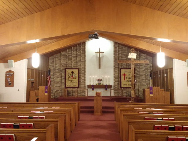 Sanctuary interior at Emanuel Redeemer Lutheran Church